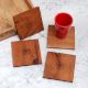 Square Shaped Brown Wooden Coasters - Pack of 4